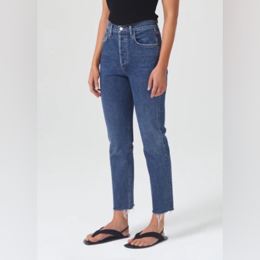 Agolde Womens Jeans Size 26 Riley Crop High Rise Straight Button Fly In Escape